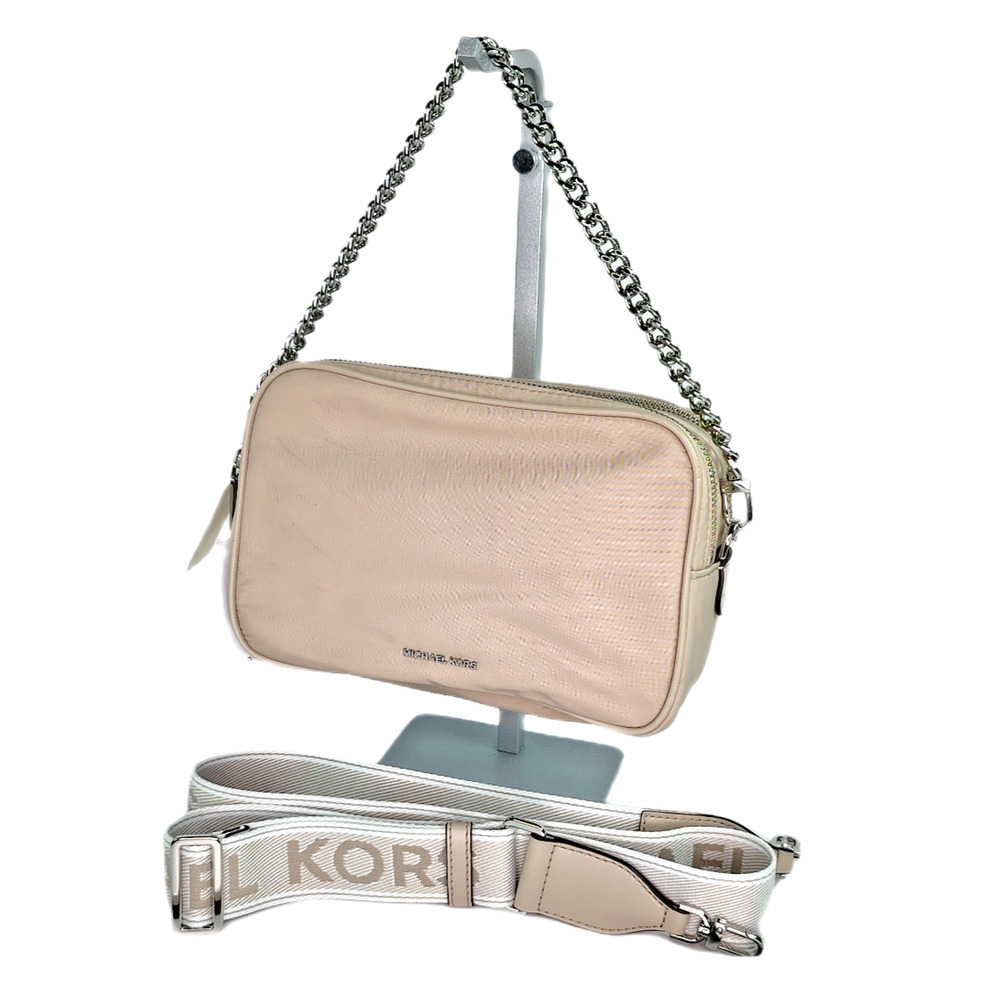 Michael Kors Bryant Medium Double Zip Chain Crossbody-Light Sand/Ivory-NWT